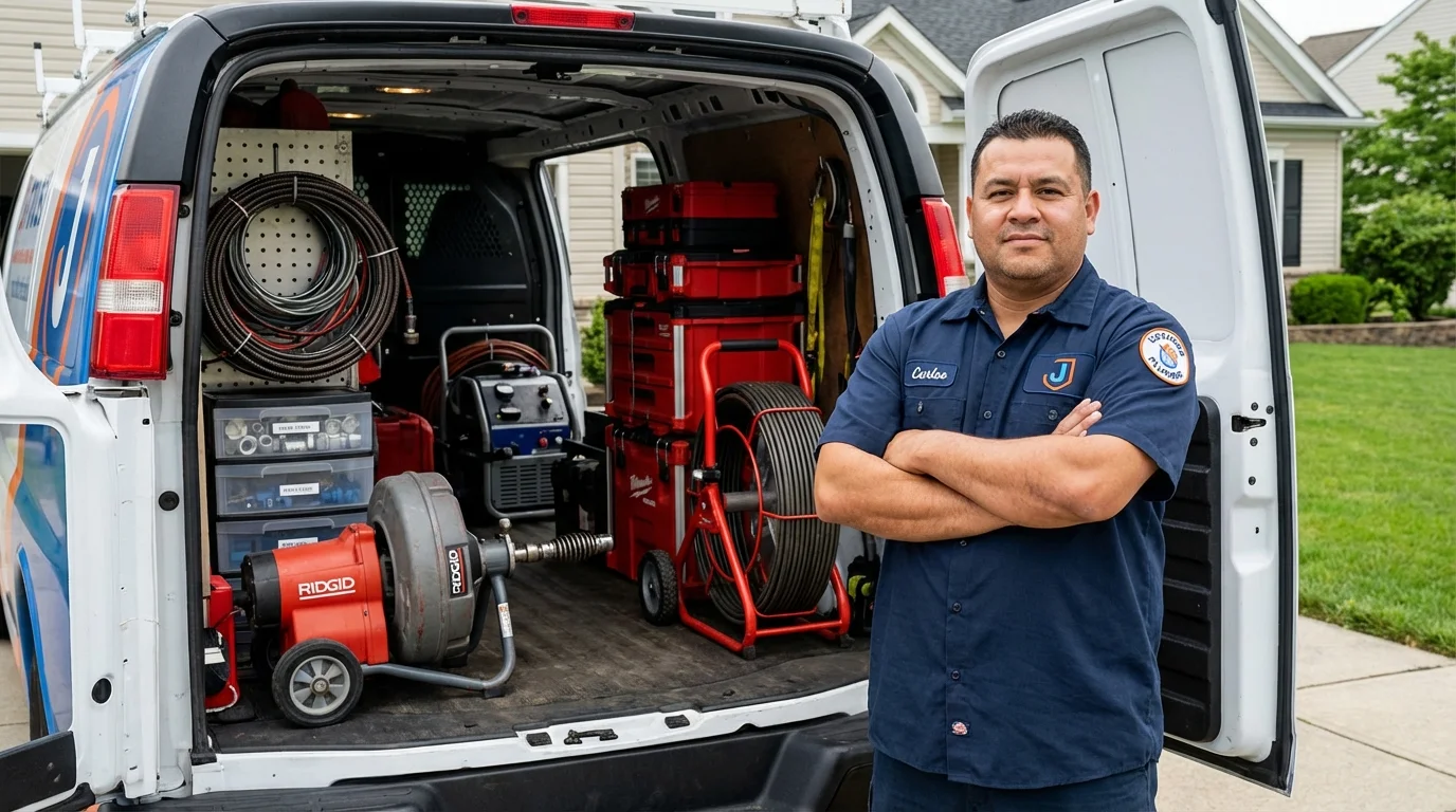 Professional drain cleaning equipment and Johns Plumbing LLC plumber in Bolinas
