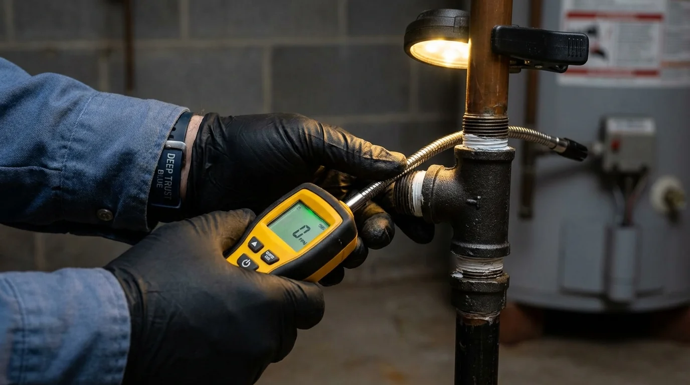Gas leak detection with electronic sniffer by Johns Plumbing LLC in Bolinas