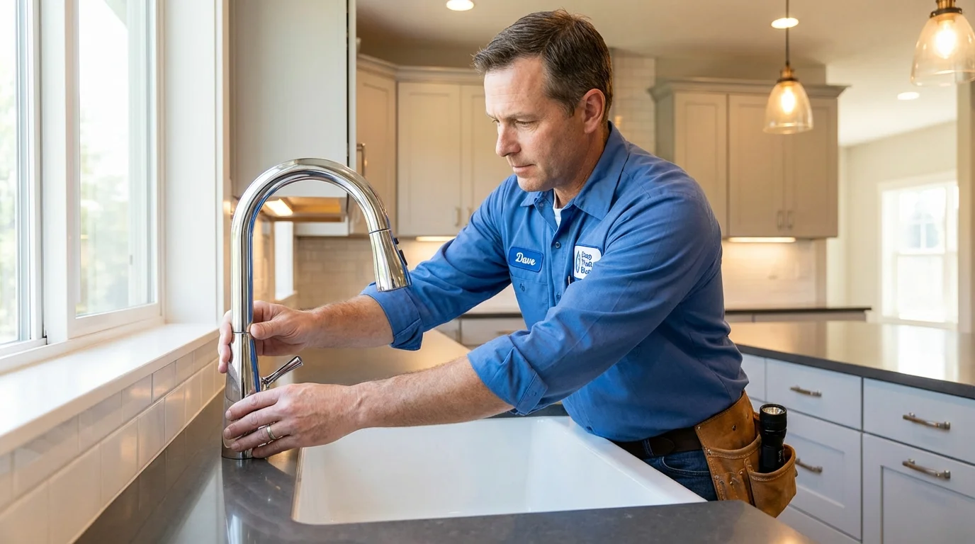 Kitchen faucet installation by Johns Plumbing LLC in Bolinas