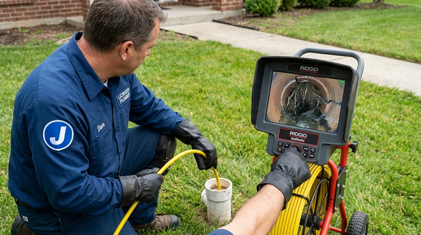 Sewer camera inspection being performed by Johns Plumbing LLC in Bolinas